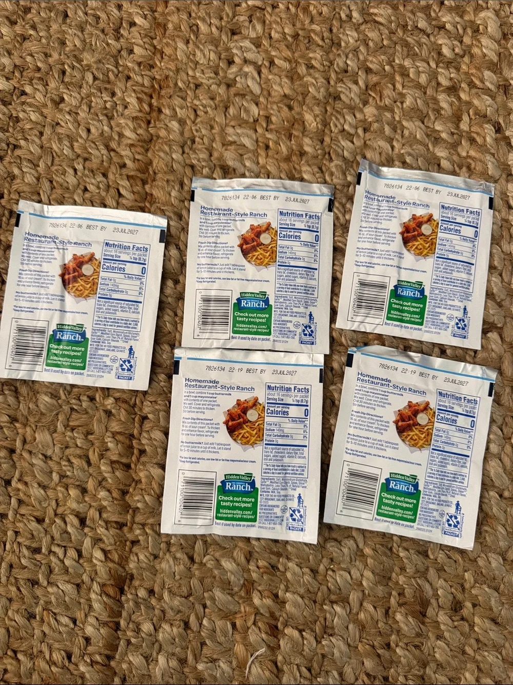 New Hidden Valley Ranch Restaurant-Style Dressing bundle of 5 travel size 0.4oz